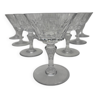 10 crystal champagne glasses, Bacarat, Picadilly model, France