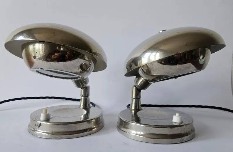 Pair of Very Rare Bauhaus Chrome Table Lamps, Art Deco, Franta Anyz, 1930s