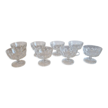 Set of 8 glass cups by Arcoroc