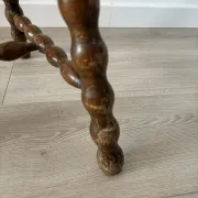 Antique tripod stool, solid wood, turned wood.