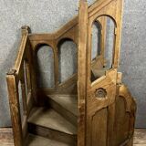 Gothic style church pulpit staircase in solid oak, 19th century