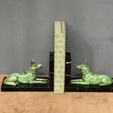 Art Deco bookends. Regule with patina and marble.