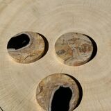 Set of 3 fossilized wooden coasters (clear)