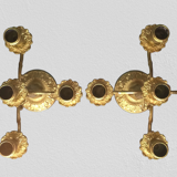 Pair of art-deco candlesticks five lights with removable light arms ~ golden regulates ~ 1930s