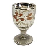 Coquetier verre soufflé peint églomisé mercurisé XIX