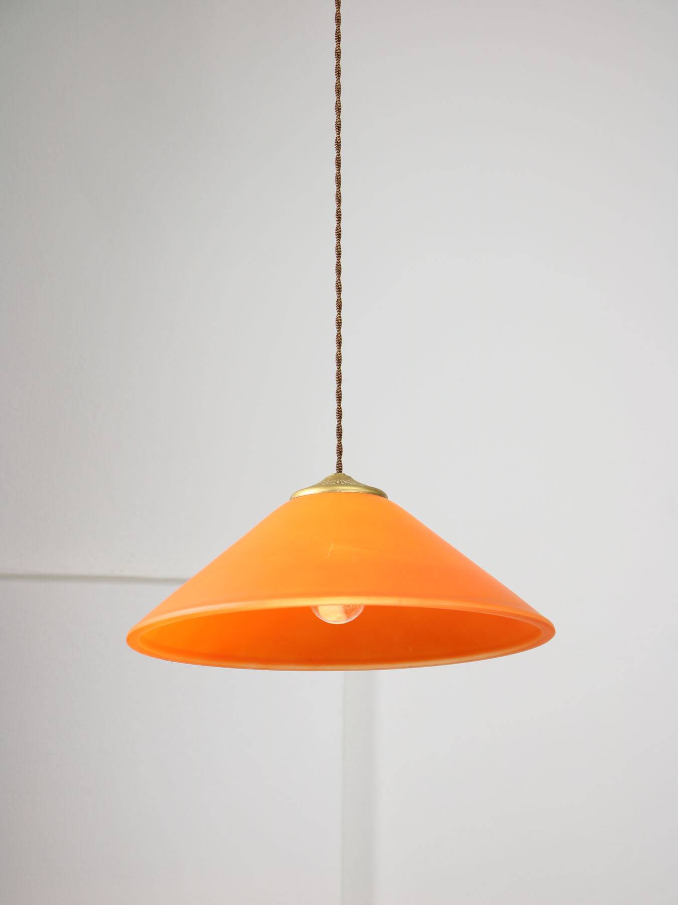 Vintage Italian Brass and Glass Pendant Lamp