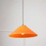 Lampe à Suspension Vintage en Laiton et Verre, Italie