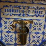 Poêle en fonte bleu et blanc