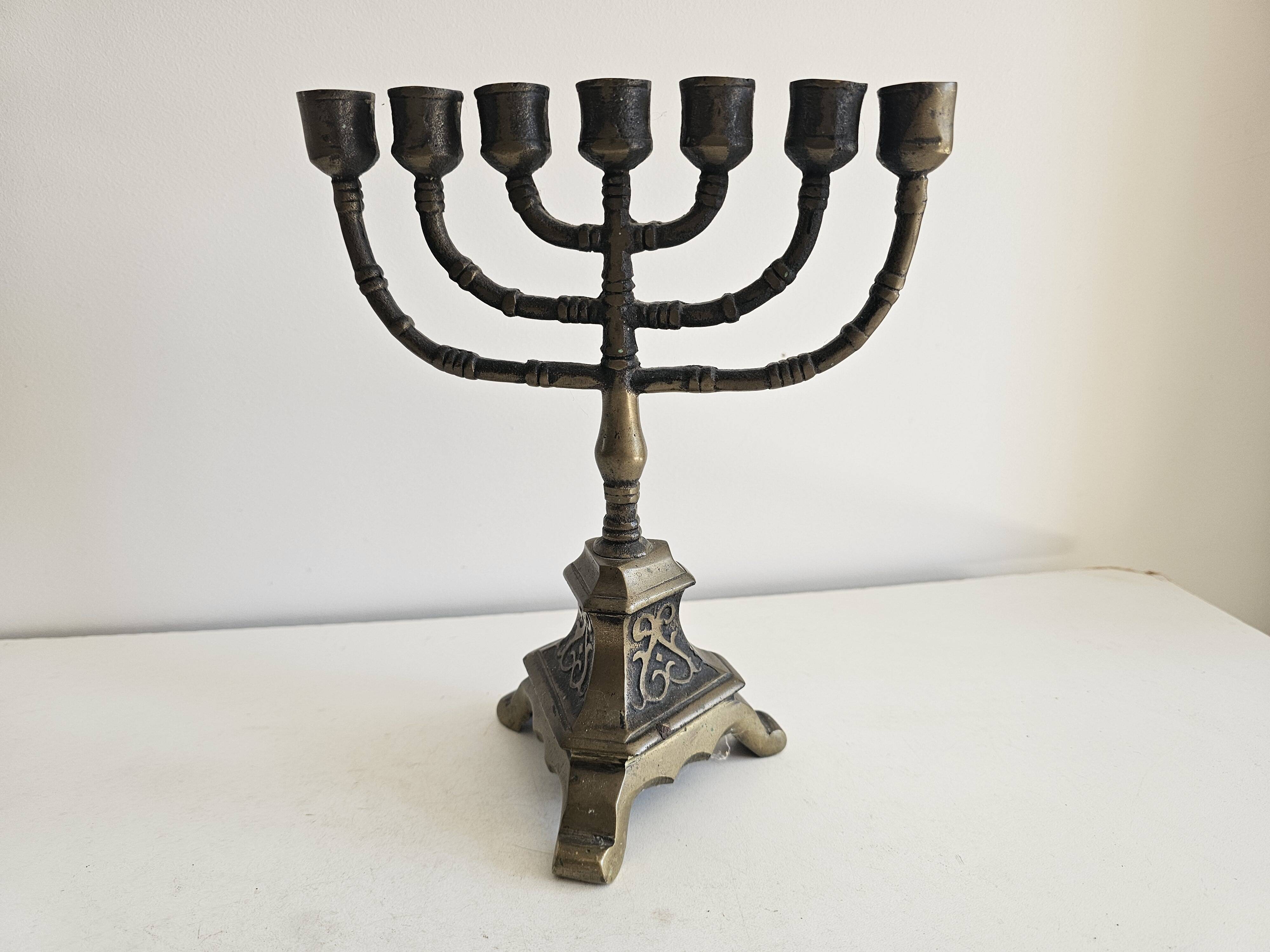 Ancien Chandelier Menorah 7 branches