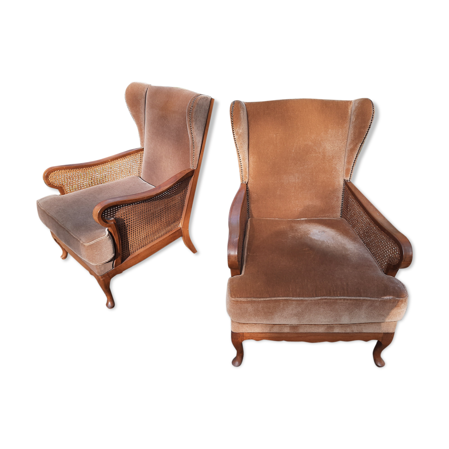 Set of 2 english canne chairs