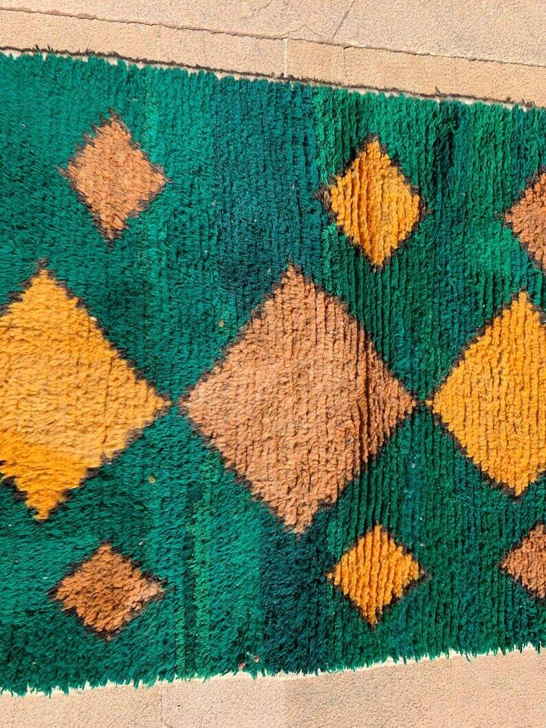 Handmade pure wool rug, size 100 x 200 cm