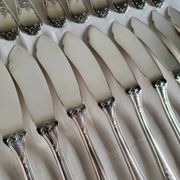 12 silver-plated metal fish cutlery pieces by Guildar, 24 pieces.
