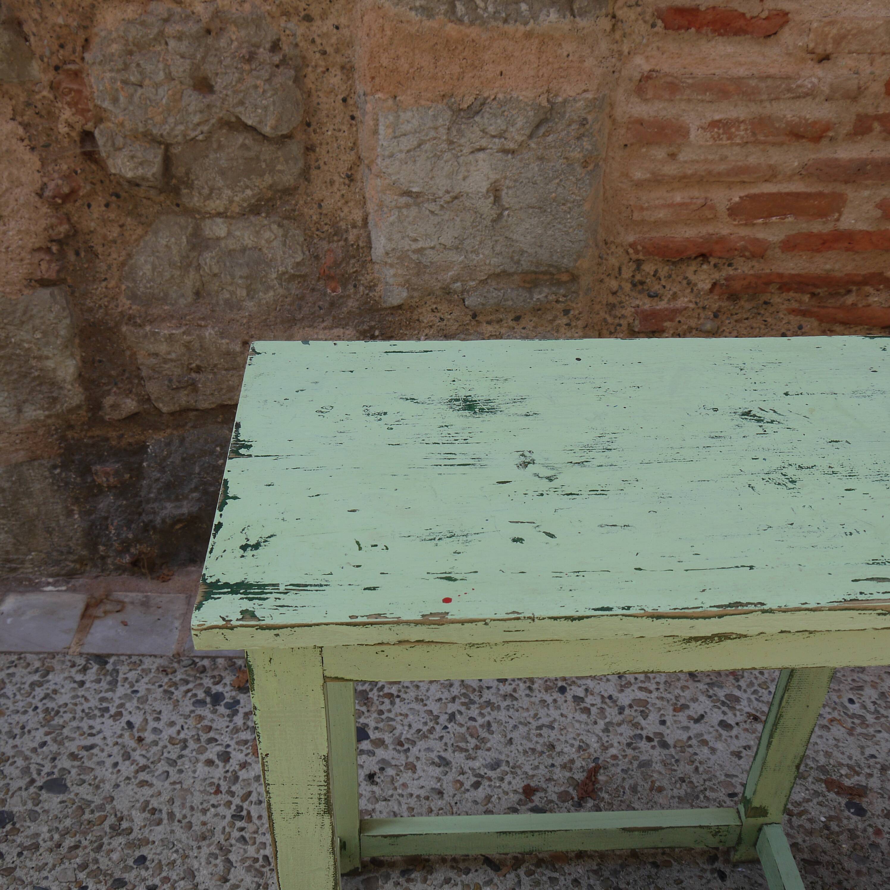 Console établi en bois patinée
