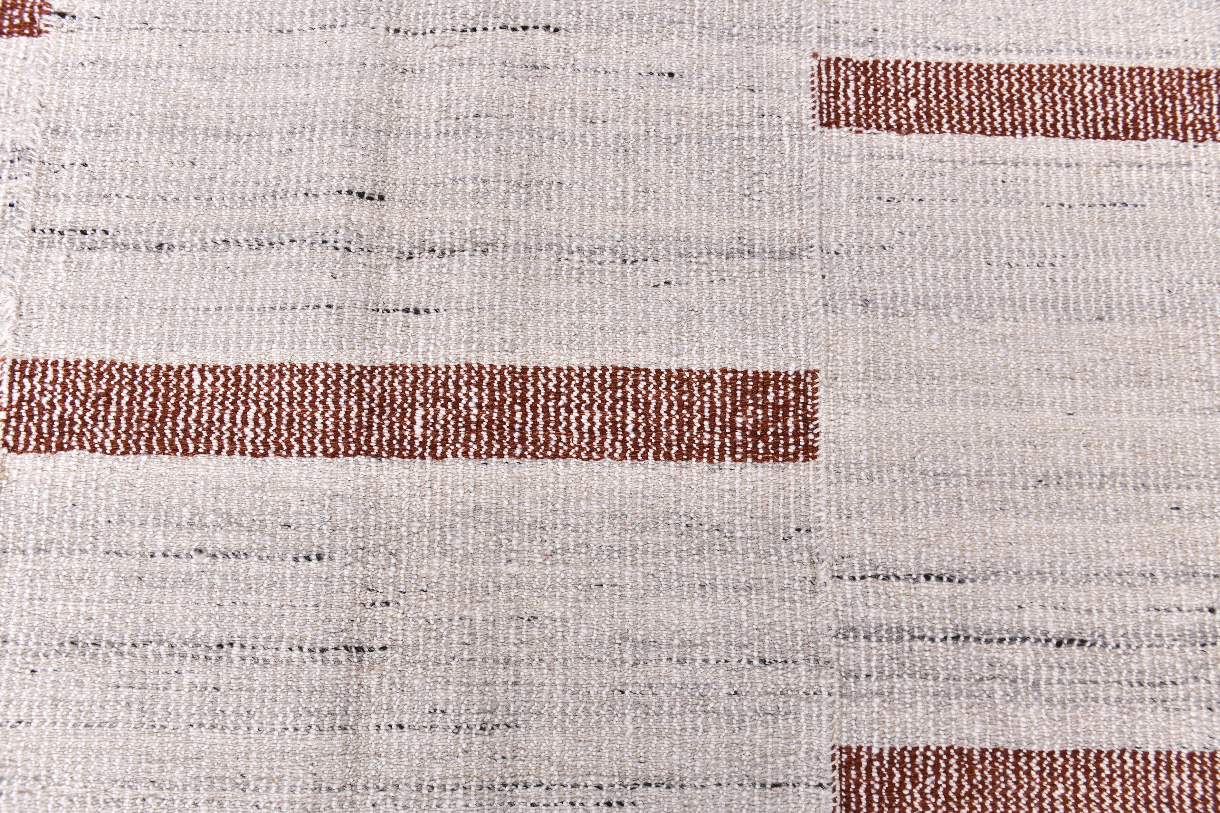 210x310 beige orange kilim rug, Beige terracota wool kilim carpet