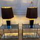 Pair of black and gold lacquered lamps, 1980s