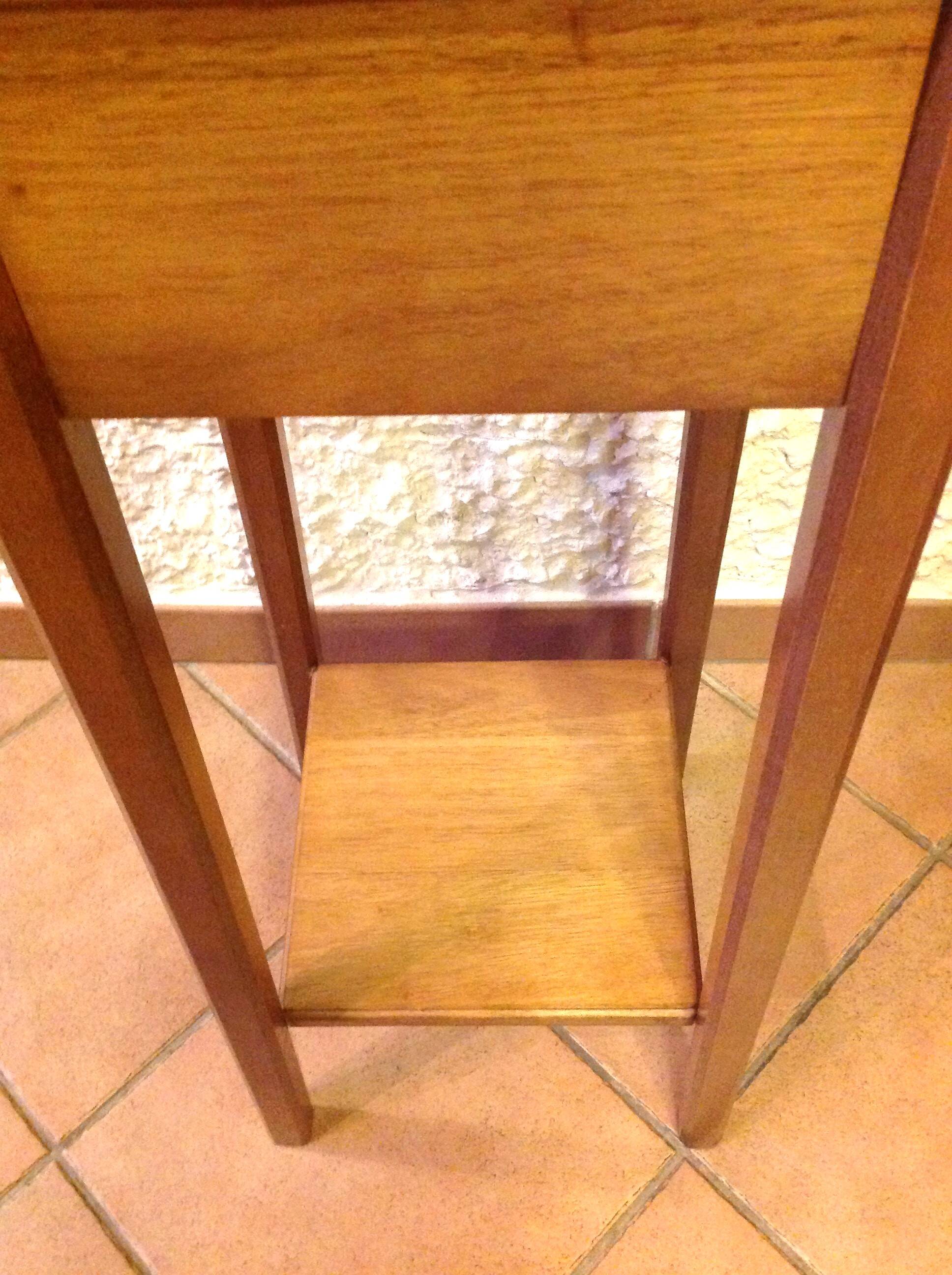 Square plant holder in light wood / 70s-80s