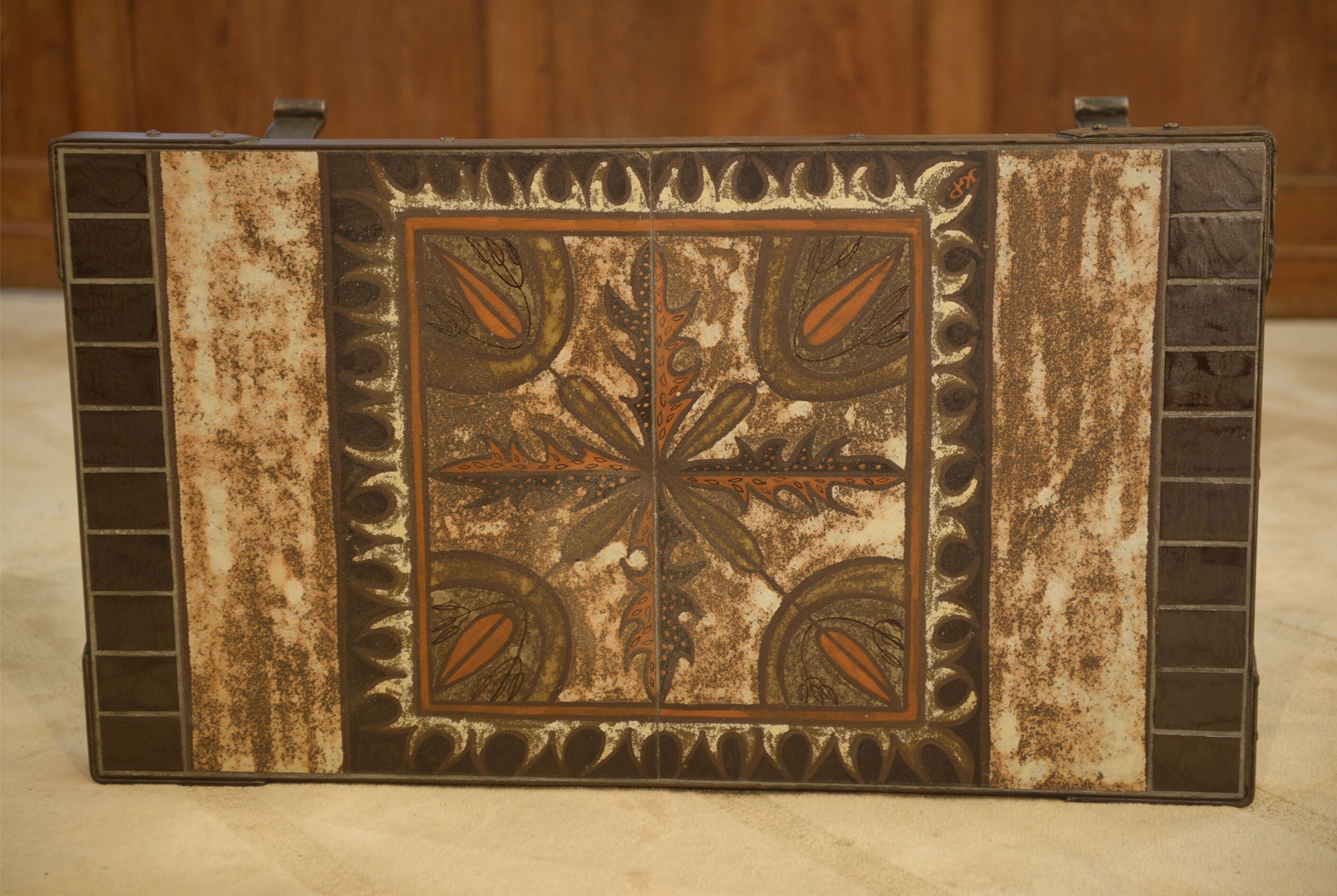Wrought iron and ceramic coffee table from Vallauris 1950s.