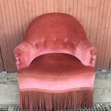 Pink velvet armchair