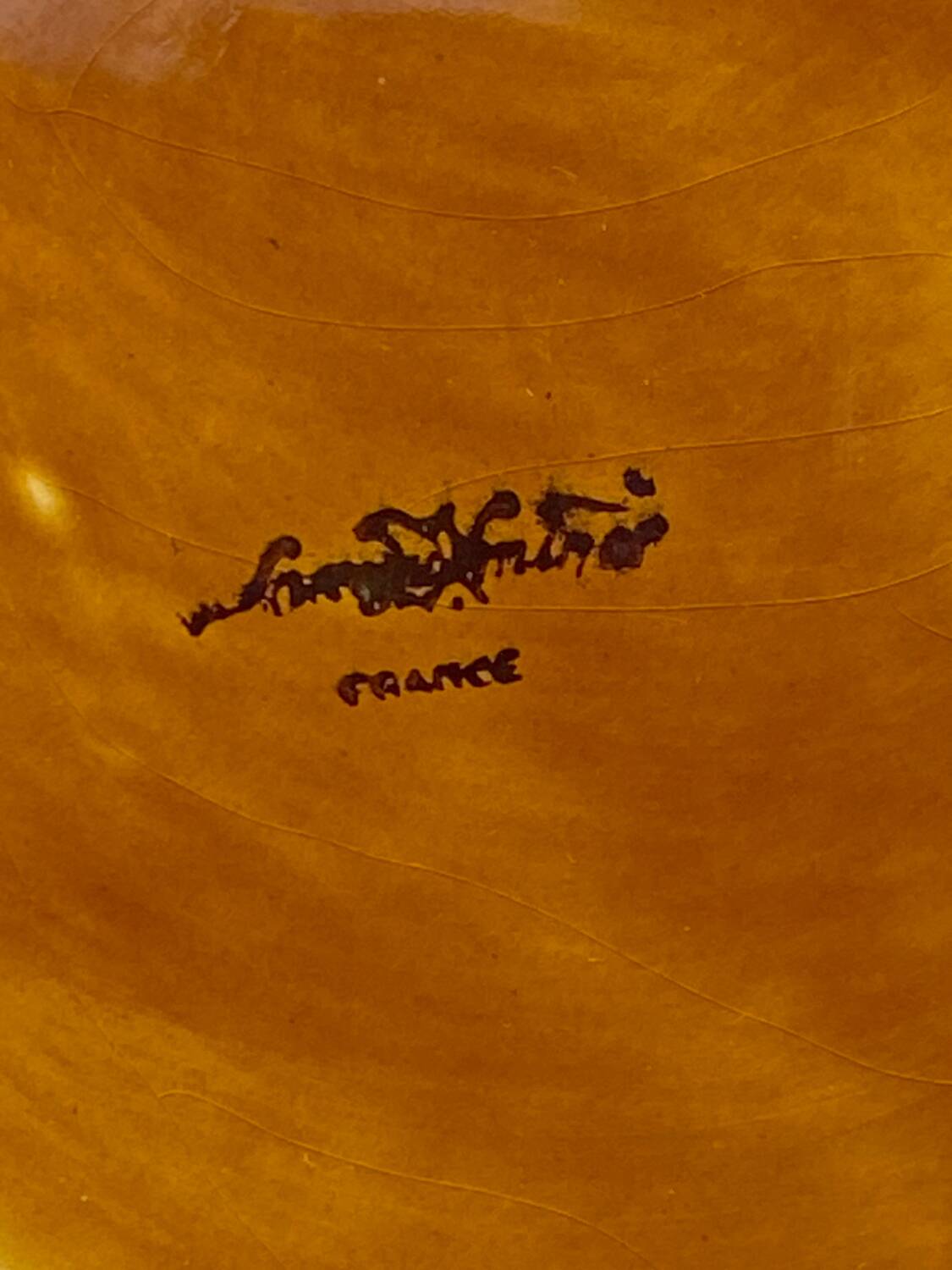 Ceramic dish, Sarreguemines France vintage, yellow flower