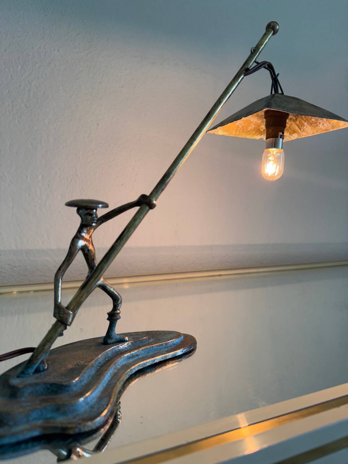 Hakuli bronze lamp from Israel, 1950s