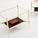 Maison Jansen style pair of brass opaline glass side tables 1970