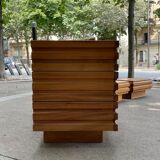 Brutalist chest of drawers in solid elm, Maison Regain, 1970