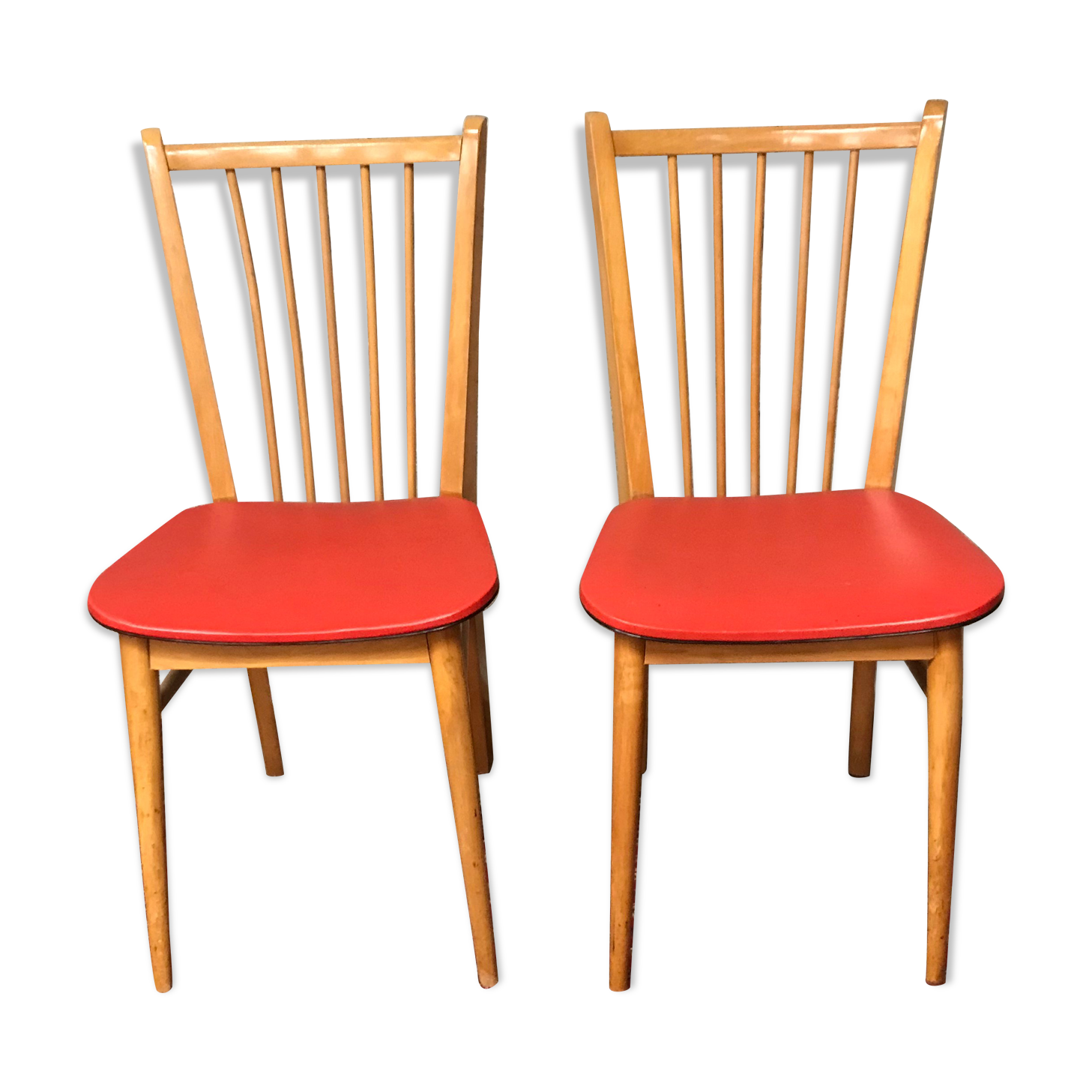 Pair of bistro chair Skaï red ep 60