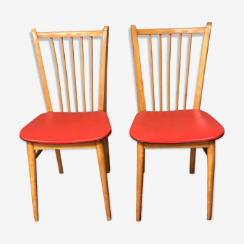 Pair of bistro chair Skaï red ep 60