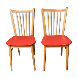 Pair of bistro chair Skaï red ep 60