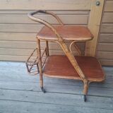 Retro rattan trolley on wheels