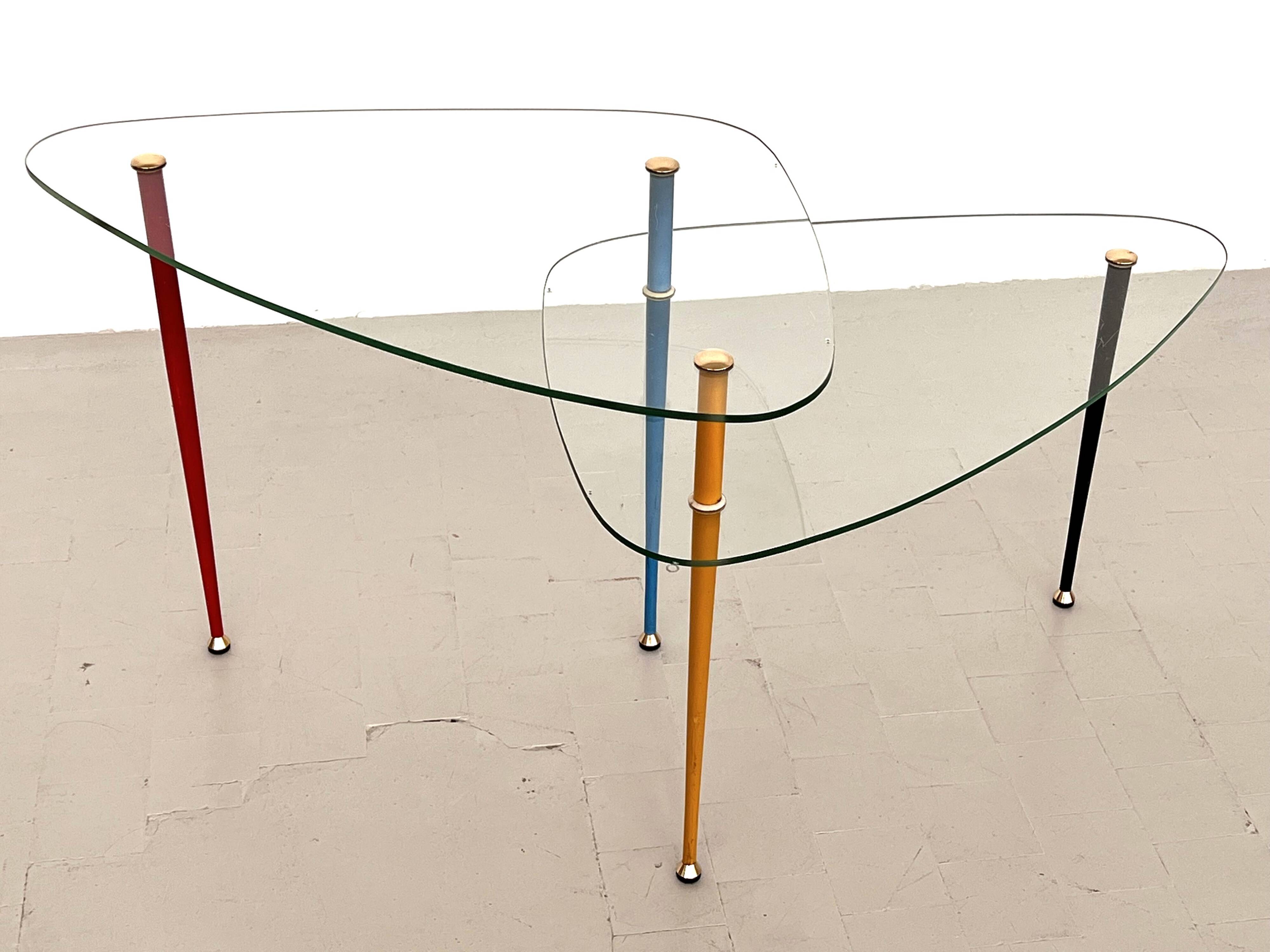 Italian Arlecchino Side Table in Glass by Edoardo Paoli for Vitrex