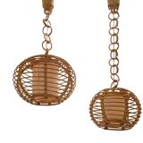 Mid-Century Globe Pendant Lamps, Bamboo & Rattan, c. 1960s