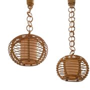 Mid-Century Globe Pendant Lamps, Bamboo & Rattan, c. 1960s