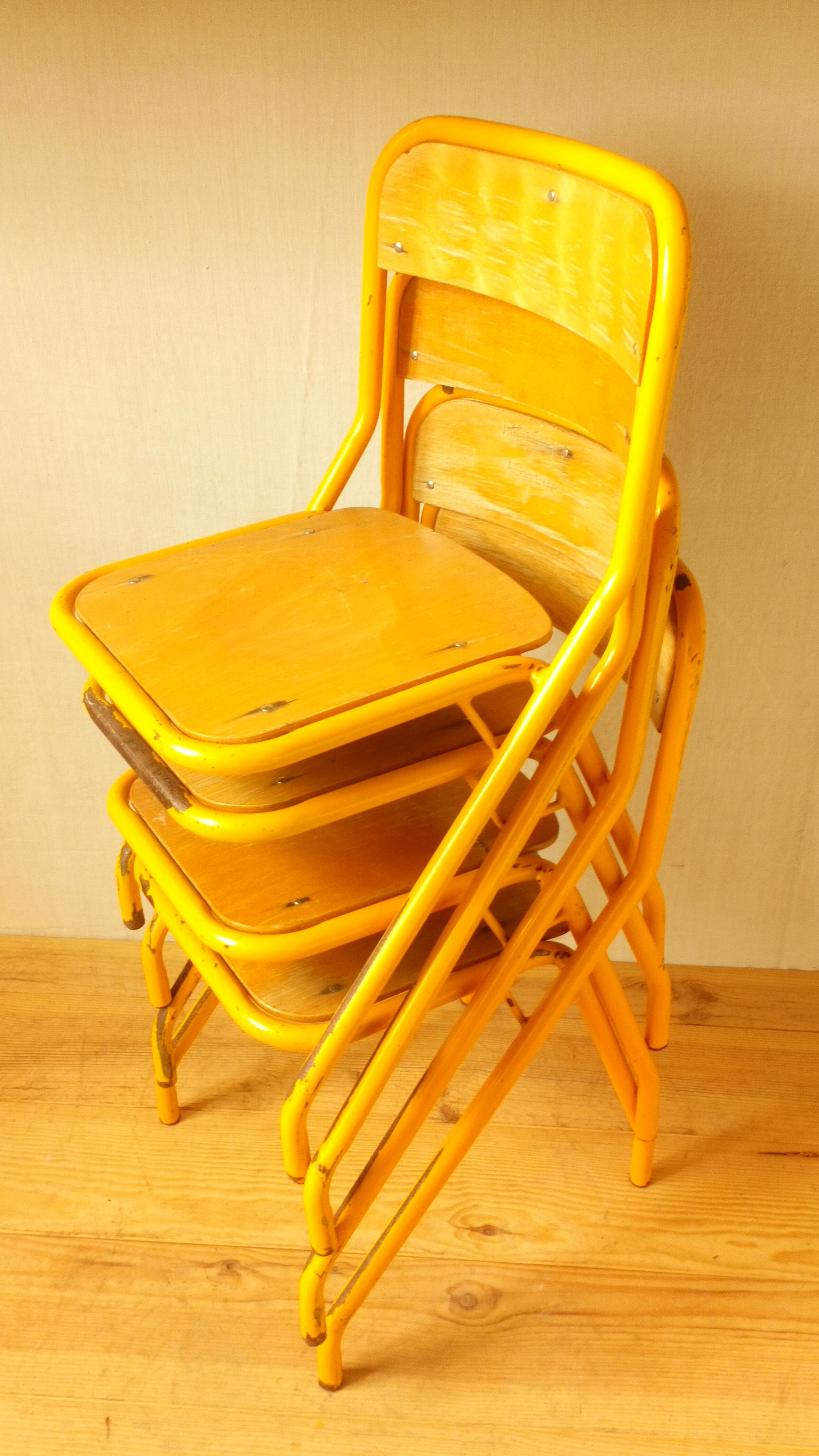 Four school chairs