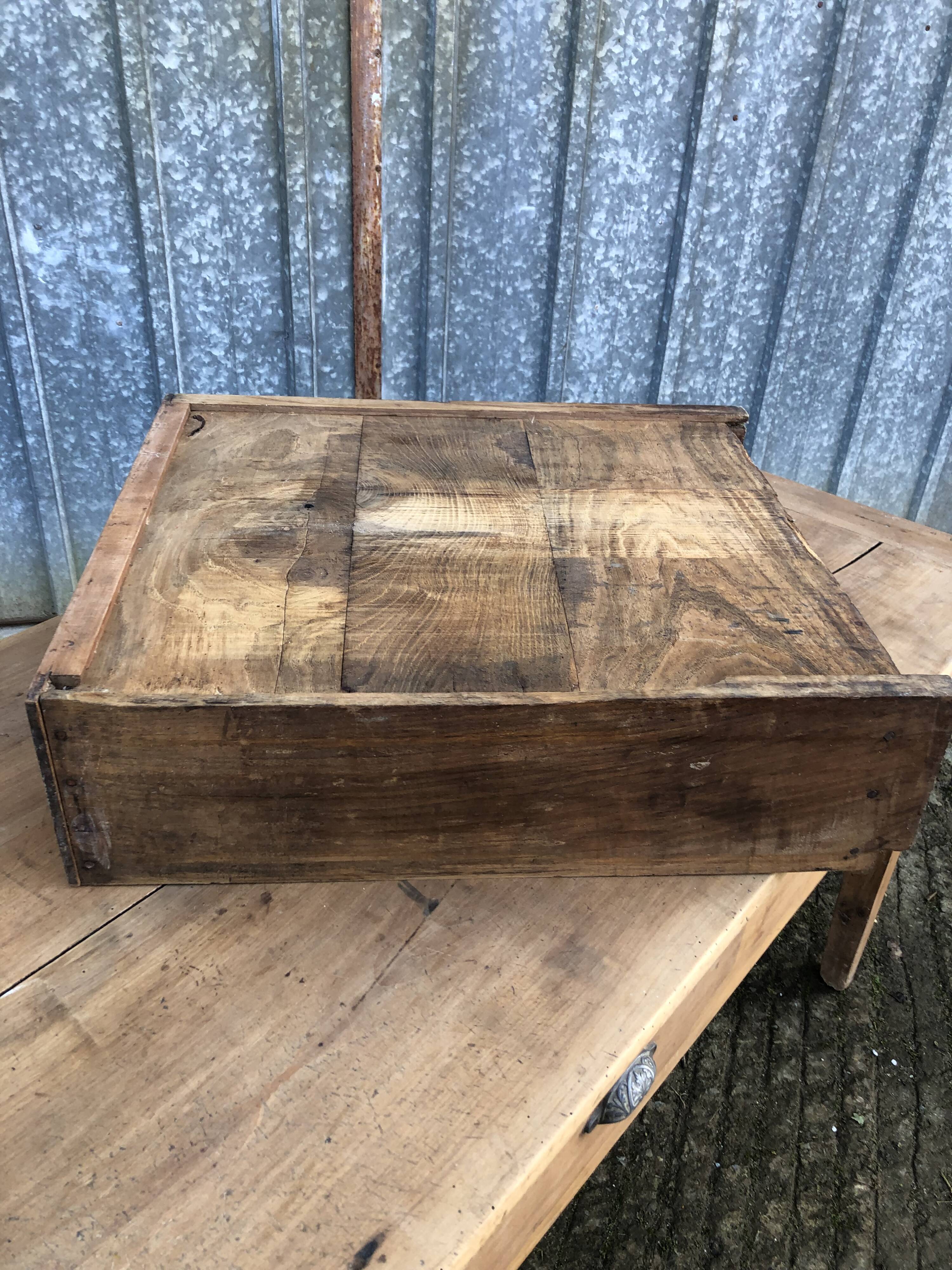 Antique solid cherry farmhouse table with 3 drawers and 1 pull out.
