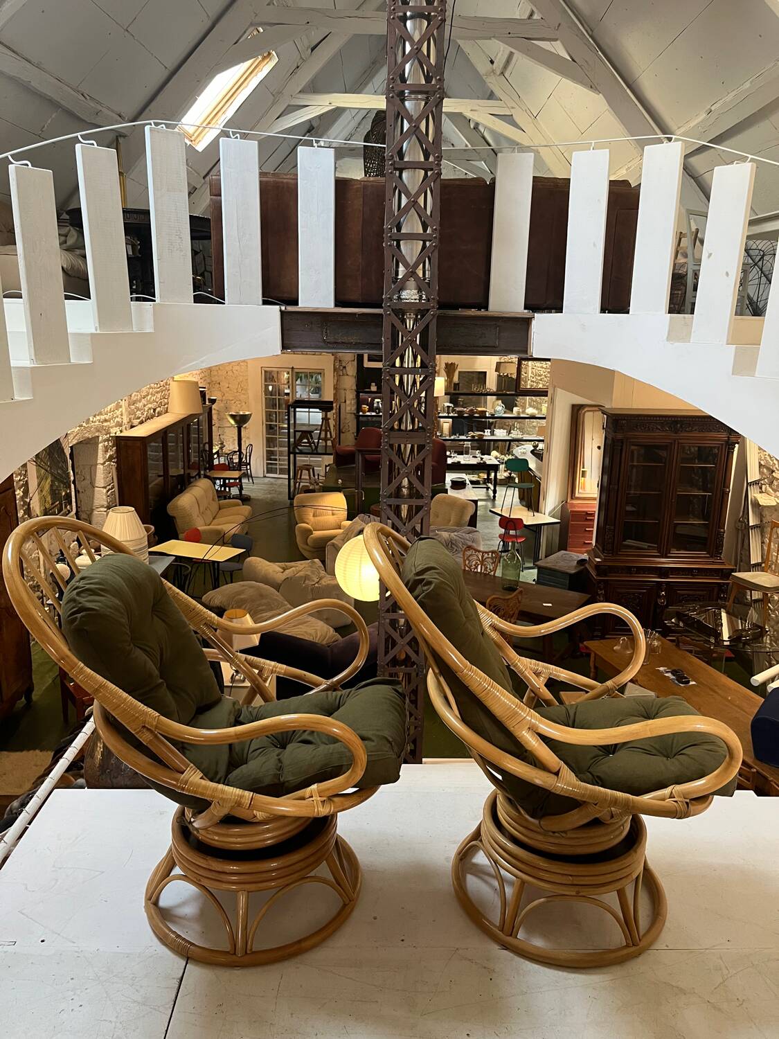 Pair of rattan armchairs