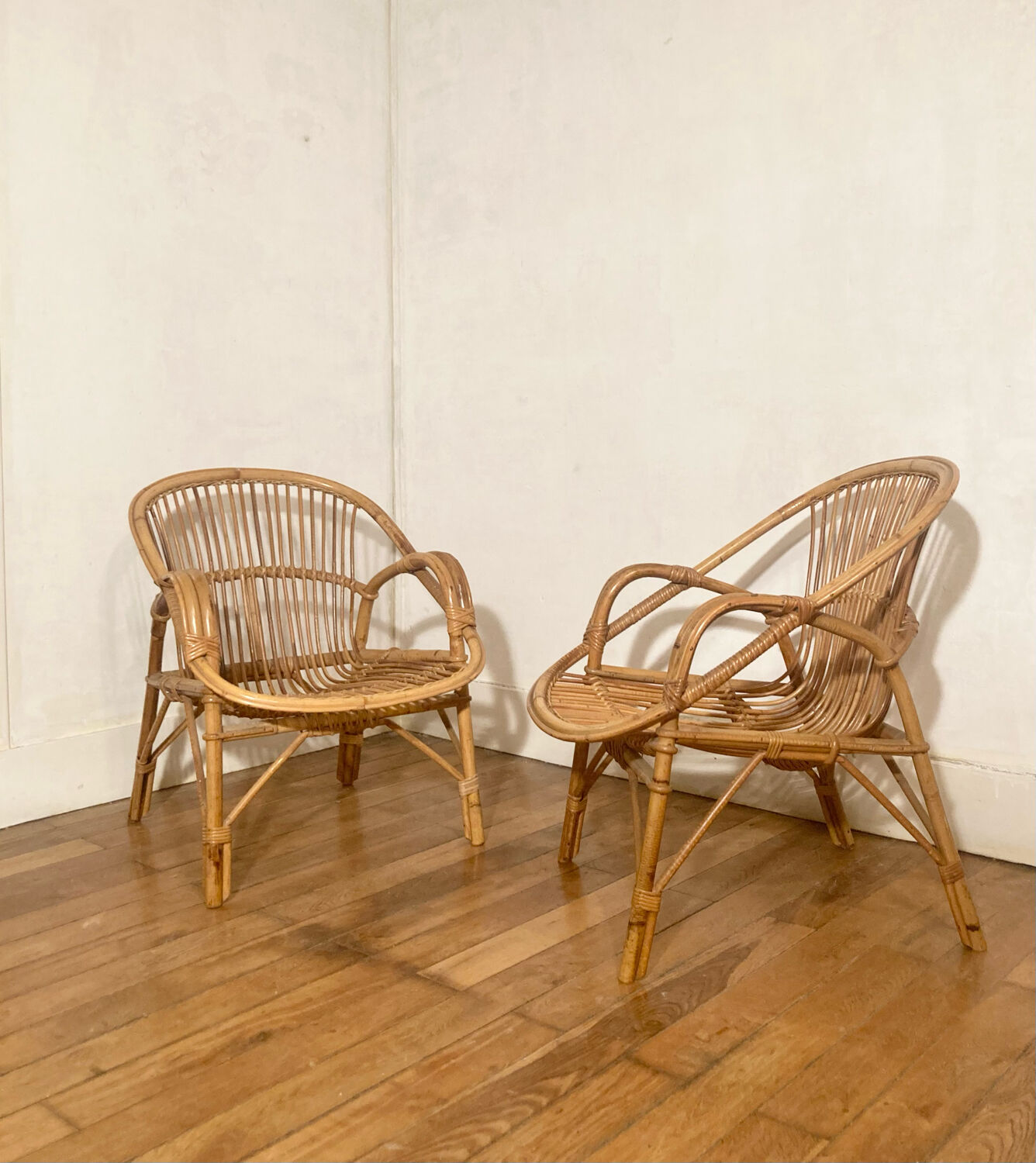 Pair of rattan armchairs