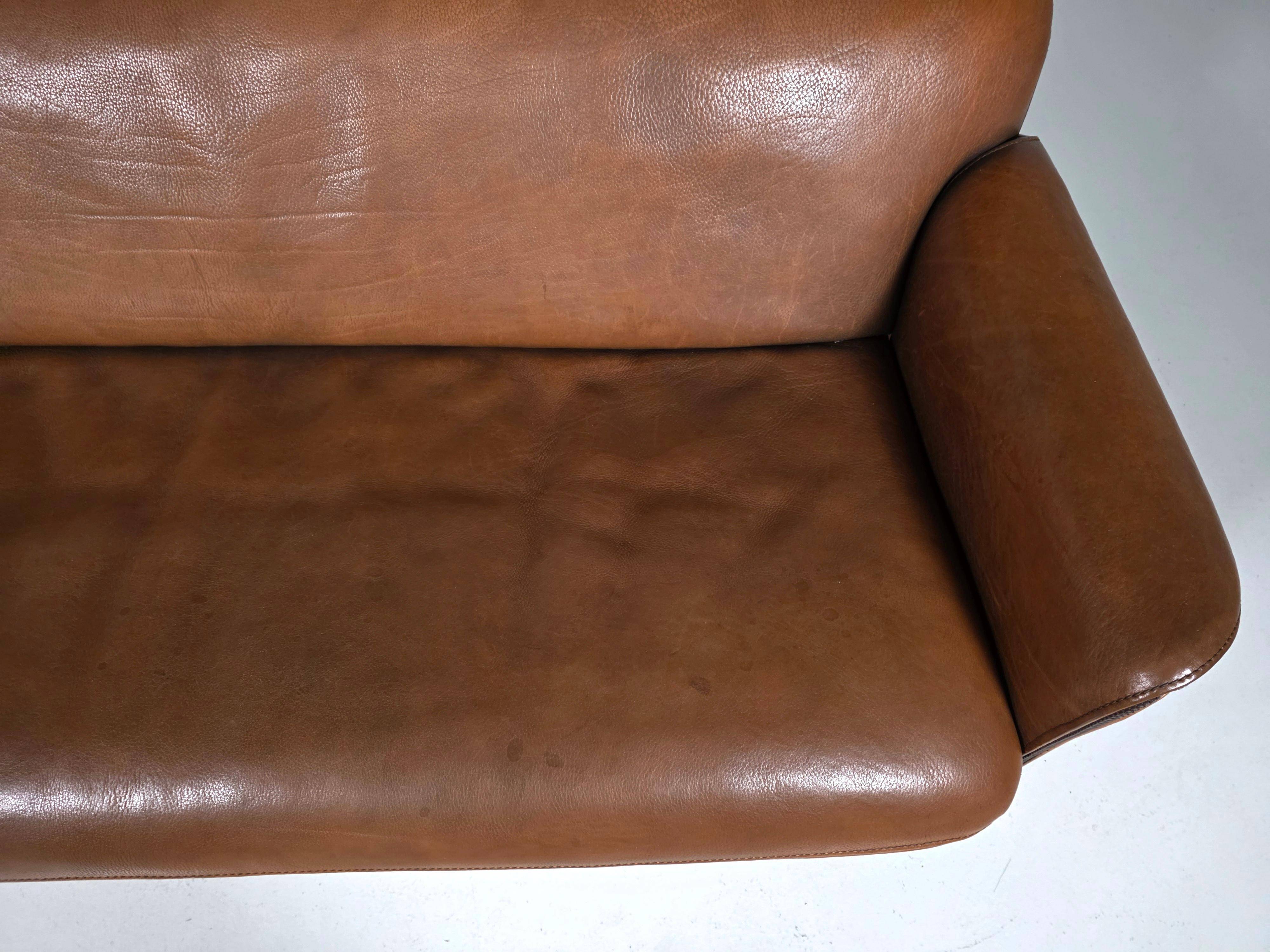 SDe Sede DS-125 Sofa by Gert Lange in cognac leather, Switzerland, 1980s