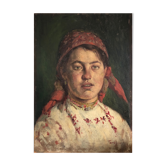 Huile sur panneau vintage, " Jeune moscovite", signée Tarasov, début XXème