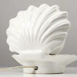 Ceramic lamp shell vintage white manises Spain 70s