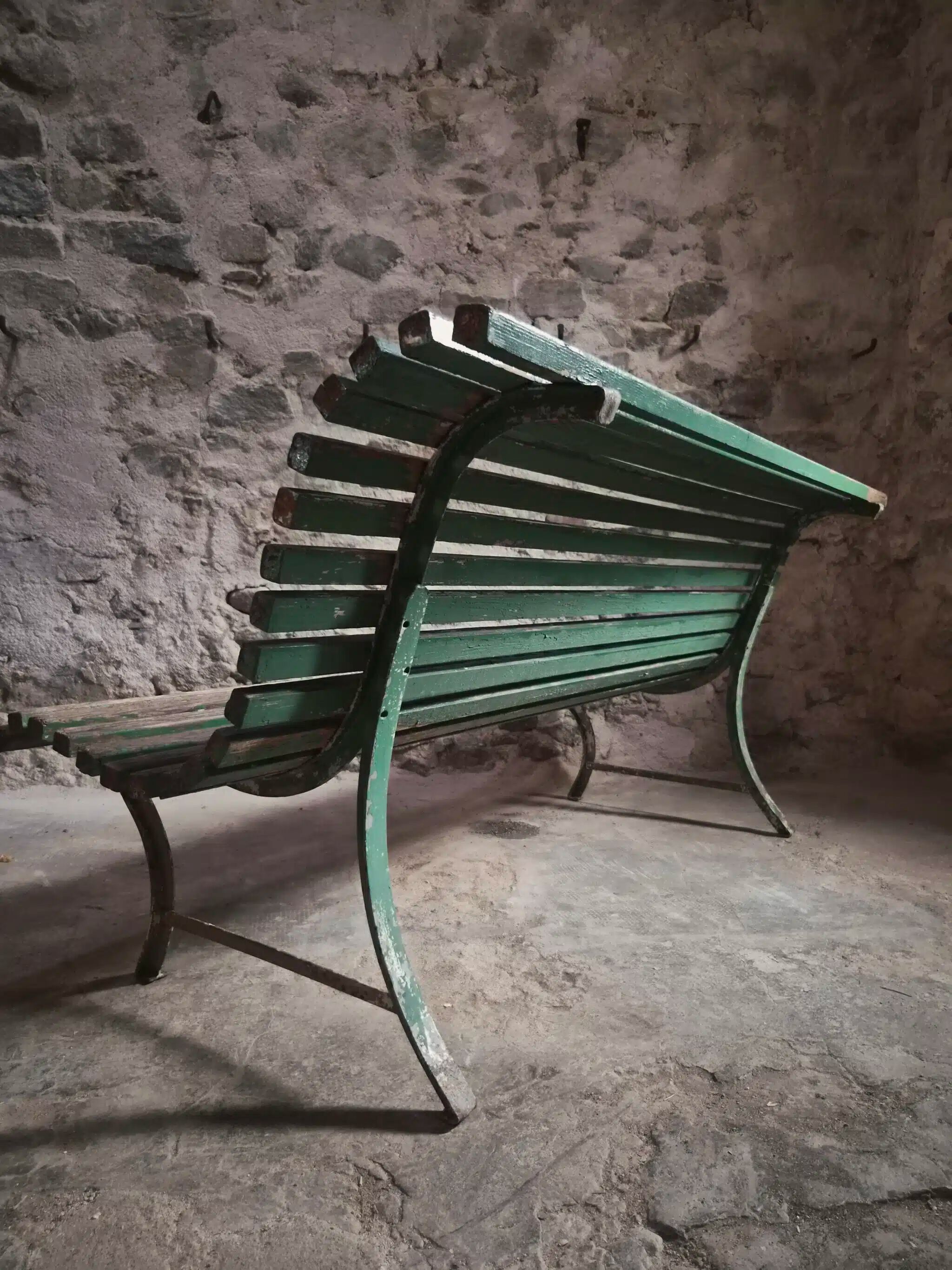 French garden bench in wood and iron, 1950s