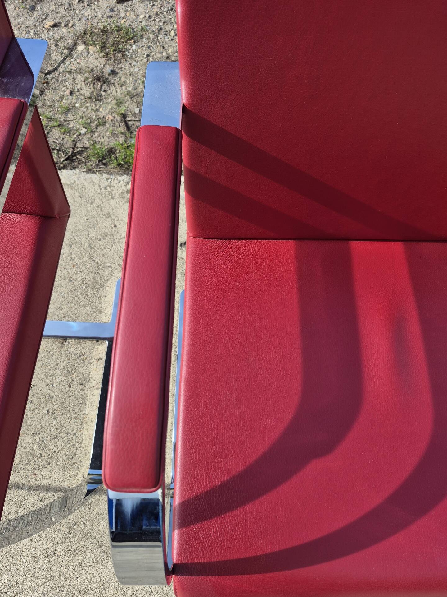 Set 4 - red chrome Brno armchair flat bar- Ludwig Mies vd Rohe bauhaus