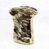 Mid-century bronze or brass vase with herbarium decoration