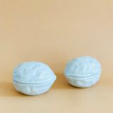 Pair of Limoges porcelain nut boxes