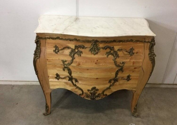French chest of drawers raw wood:with marble top bronze fittings