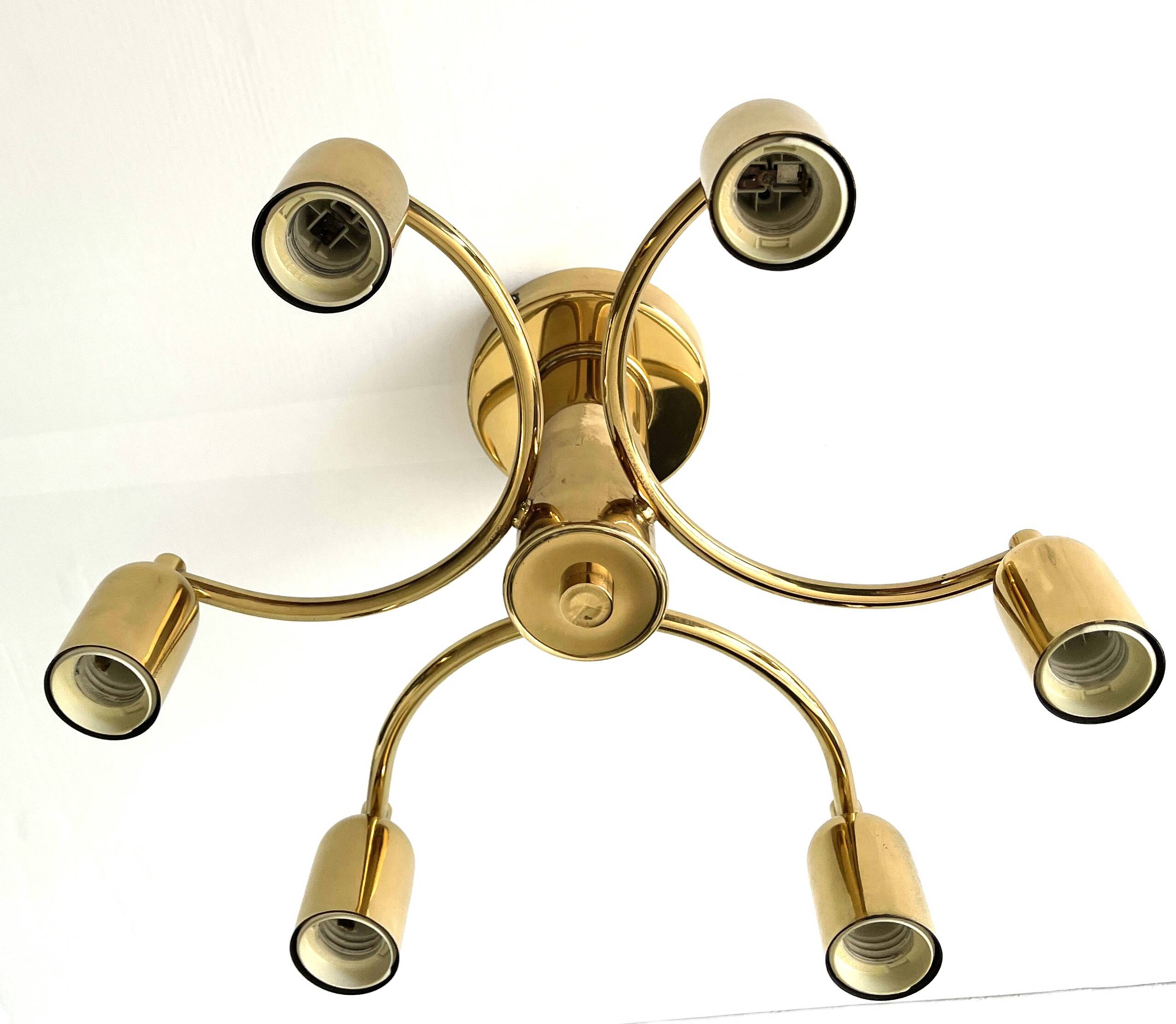 Brass ceiling light in Mid-Century Modern style, Germany, 1970s.