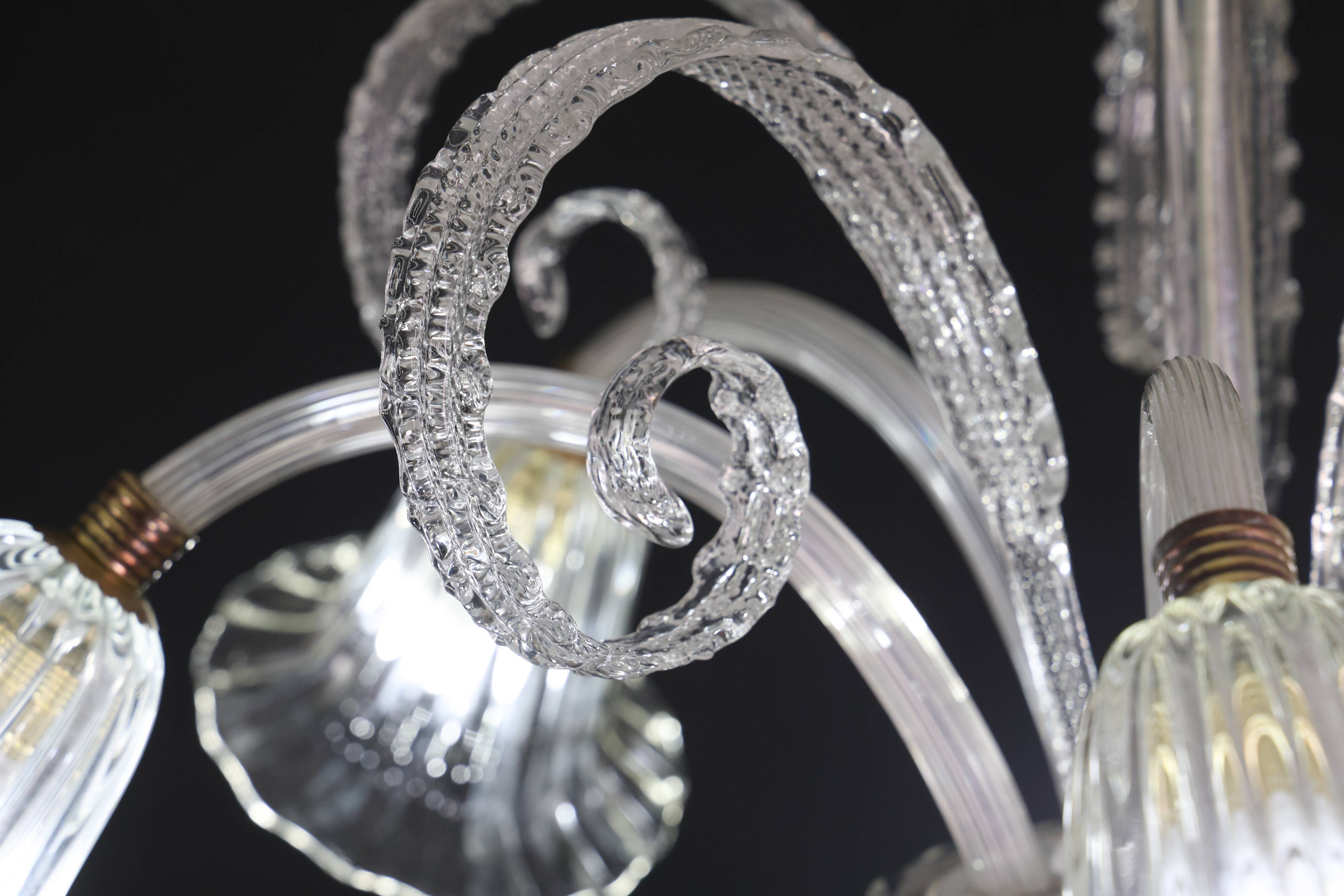 Amazing Art Decò Murano Glass Chandelier 5 Light, 1950