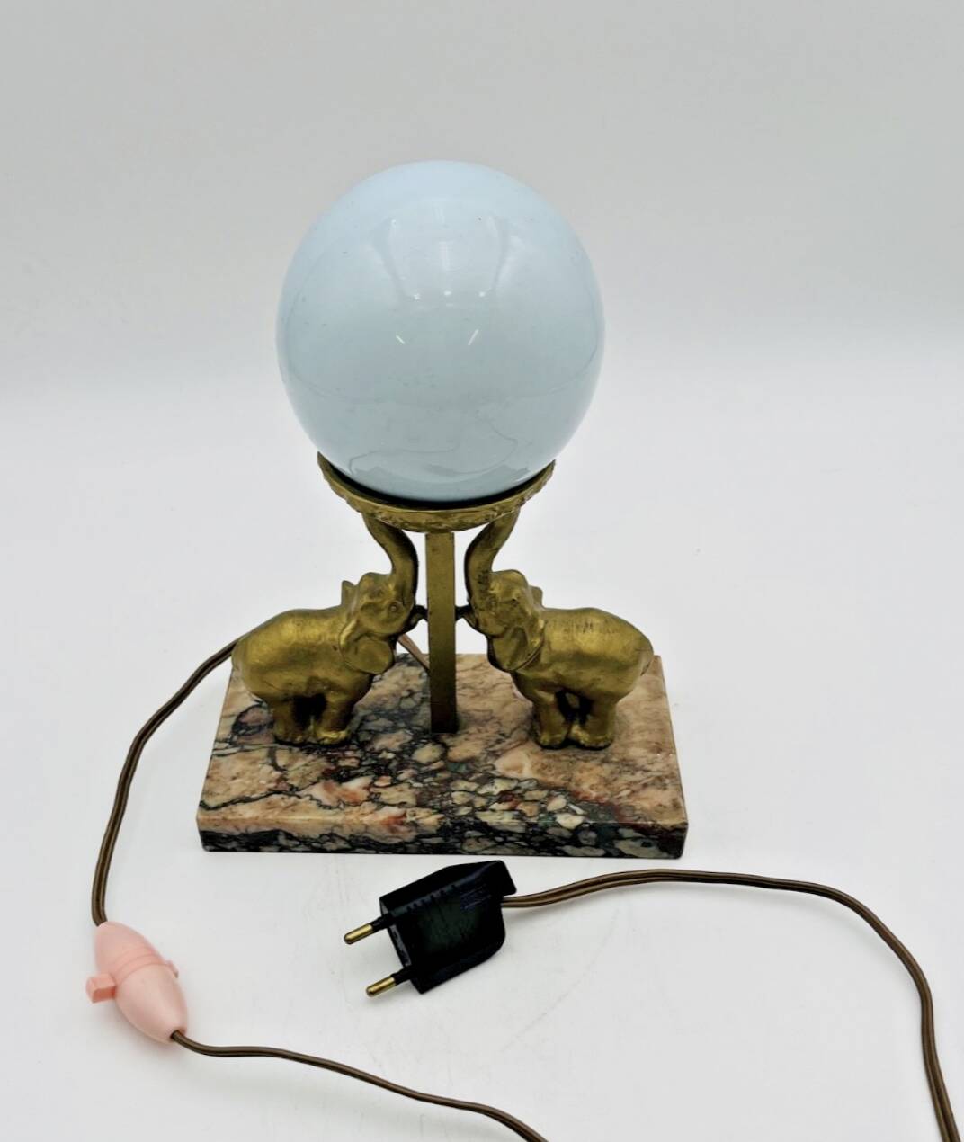 Art Deco ball and elephant lamp on marble base - 653001