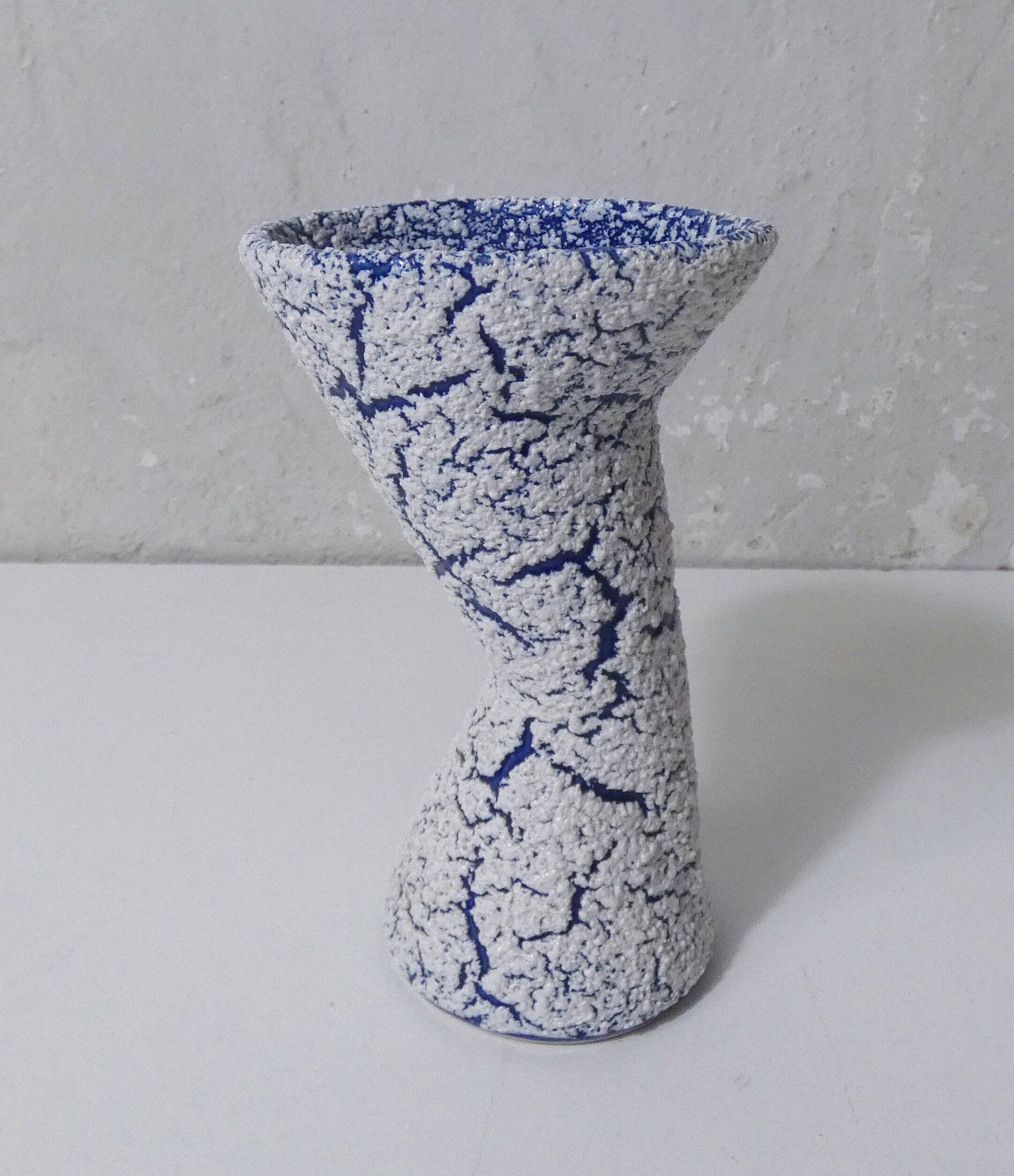 Vintage asymmetrical diabolo vase in snow stoneware