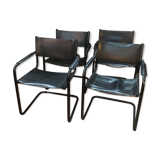 Set of 4 leather armchairs